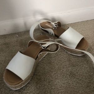 Ankle strap white platform sandals